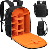 IPEB Camera Backpack for Photographers DSLR Camera Bag Professional Photography Case with 13.5 Inch Laptop Compartment & Tripod Holder Compatible for Sony Canon Nikon Black Orange