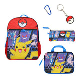 BIOWORLD Mens Pokemon Pokeball 5-Piece Backpack Set (Little Kid/Big Kid), Red, One size