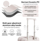 mixi Carry on Luggage, Suitcase with Spinner Wheels 16in Luggage Hardshell Lightweight Rolling Suitcases PC with Cover & TSA Lock, Off White（Slight Pink）