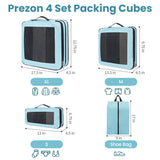 Prezon Compression Packing Cubes for Travel, Lightweight Vacation Travel Essentials, Travel Accessories for Suitcase Organizer Bags Set, Durable Luggage Organizer, 8 set, squre mesh, mint