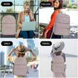 EMPSIGN Laptop Backpack Purse for Women and Men with USB Charging Port, 15.6 Inch Travel Water Resistant Quilted Backpack, High-Capacity 30L Work Business Computer Backpack, Quilted Grey Pink