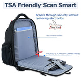 VANKEAN 17.3'' Travel Laptop Backpack TSA Friendly, Water Resistant Anti Theft Extra Large College Backpacks with RFID Pockets, USB Port for Men Women Business Work Bag, Black