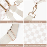 Checkered Crossbody Bum Bags for Women Nylon Checkered Purse Checkerboard Fanny Pack (A04 Beige)