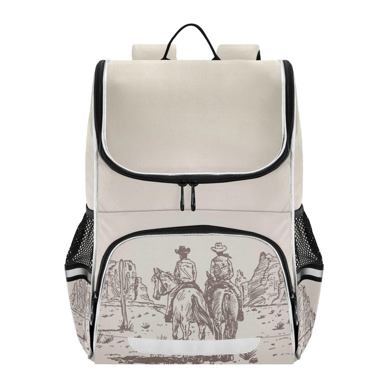 XUWU Western Desert Cowboy Backpack with Reflective Strip for Kids Boys Girls Elementary School Bag Removable Chest Strap