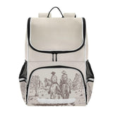XUWU Western Desert Cowboy Backpack with Reflective Strip for Kids Boys Girls Elementary School Bag Removable Chest Strap