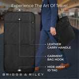 Briggs & Riley Classic Garment Bag for Hanging Clothes - Suit & Dress Travel Bag for Men & Women, Wrinkle Reducing Luggage for Shirts, Tuxedos, & Coats, Smooth Zipper - Baseline Collection, Black