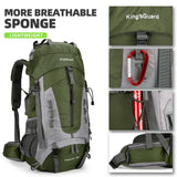 King'sGuard 60L Hiking Backpack for Men and Women Lightweight Camping Hiking Backpack with Rain Cover Large Waterproof Travel Backpack Backpacking Pack (Army Green)
