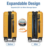 KYME Carry On Luggage 22x14x9 Airline Approved,Hardshell Carry On Suitcase With Tsa Lock,Small Suitcases with Wheels,Travel Luggage for Men Women,Expandable Carry-On 20 Inch,Yellow