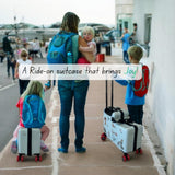 Cegali Itsy Rider 20" Ride-on Suitcase for Kids with Double Spinner Red Wheels (Blue Landmarks)