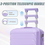 Luxebough Gradient Color Suitcase 2-Piece Set, 20" Rotating Wheel Suitcase with 14" Cosmetic Case, Lightweight Durable Hardshell Luggage with 360° Spinner Wheels for Travel, Women & Girls (Purple)