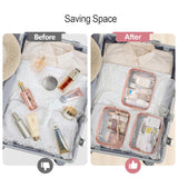 PACKISM TSA Approved Toiletry Bag 2 Pack - 1 Medium TSA Quart Carry-On & 1 Large for Checked Luggage, Water-resistant Clear Makeup Bag Clear Travel Bags for Toiletries, Rose Pink