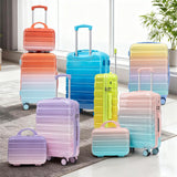 Luxebough Gradient Color Suitcase 2-Piece Set, 20" Rotating Wheel Suitcase with 14" Cosmetic Case, Lightweight Durable Hardshell Luggage with 360° Spinner Wheels for Travel, Women & Girls (Blue+Pink)