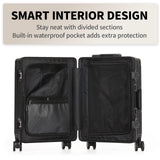 VATILIN 20 Inch Aluminum Frame Carry On Luggage 22x14x9 Airline Approved with Spinner Wheels,Zipperless Hard Shell Small Rolling Suitcases with TSA Approved USB Port,Cup & Phone Holder,Black