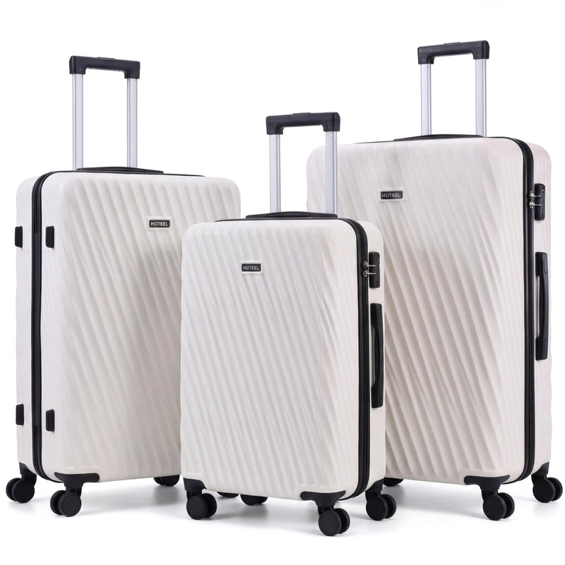 Hoteel Luggage Sets 3 Piece Hardside, 4-Year Warranty, Luggage Set with Spinner Wheels, TSA Lock, Wet/Dry Separation Compartment, Lightweight Carry on Luggage, 20"/24"/28" Suitcase, Beige