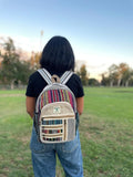 AUNERCART Hemp Backpack Traveling Bagpack, Cotton Canvas Stripe Nepali Himalayan Backpack, College Gift Casual Small Daypack Bag 13 x 11 x 5 Inches