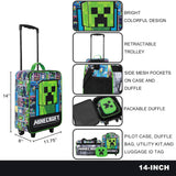 Bioworld Minecraft Creeper Youth 4-Piece Travel Set-14 Carry-on Duffle Bag and Luggage Tag Set