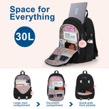 WINDARS Backpacks for Girls, 15.6 Inch School Bag Cute Waterproof Laptop Bookbag Large College Backpack for Teen Women Students Anti Theft Travel Daypack, Black