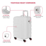 SwissGear 7366 Signature Hardside Expandable Luggage with Spinner Wheels, TSA Lock, Cup-Holder, White, Carry-On 19-Inch