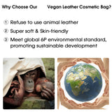 Wandering Nature Makeup Bag, Travel Make Up Organizer Cosmetic Brush Bags Case for Women in Vegan Leather, Sage Green, Patent Pending