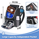 Ciihars Youth Baseball Bag - Baseball Backpack Bat & Glove Holder, T-Ball & Softball Equipment & Gear,Large Main Compartment for Helmet & accessories, Fence Hook，Insulation Pocket (black)