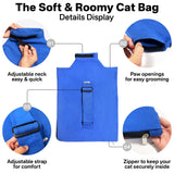 AmKune Cat Carrier Pouch for Medium Cats 10–20 lbs, Soft Cat Carrier with Upgraded Adjustable Strap, Durable Cotton Cat Bag for Nail Trimming, Medication & Vet Visits – Klein Blue