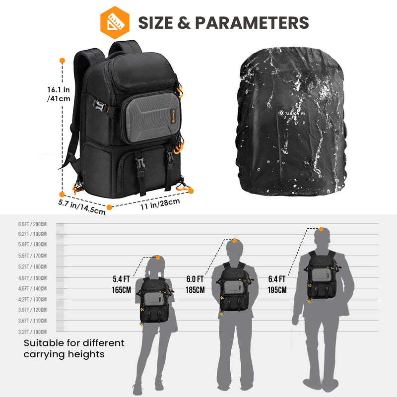 TARION Professional Camera Backpack Large - DSLR Bag with 15.6" Laptop Compartment Tripod Holder Waterproof Raincover Outdoor Hiking Travel for Men Women Photographers - PBL