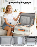 Joyway Carry on Luggage Airline Approved, Hardside Top Opening Carry-on Suitcase with Front Pocket and USB Port, Aluminium Frame 20 Inch Luggage with TSA Lock and Spinner Wheels