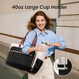 LOVEVOOK Teacher Tote Bag for Women, Work Laptop Bag Gift with Large Cup Holder, Quilted Nurse Bag Diaper Tote with Multi-Pockets, Large Computer Handbag Purse for Bussiness Travel, Office, College