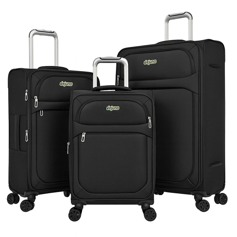 World Traveler Dejuno Cirrus 3-Piece Lightweight Expandable Spinner Luggage Set - Black