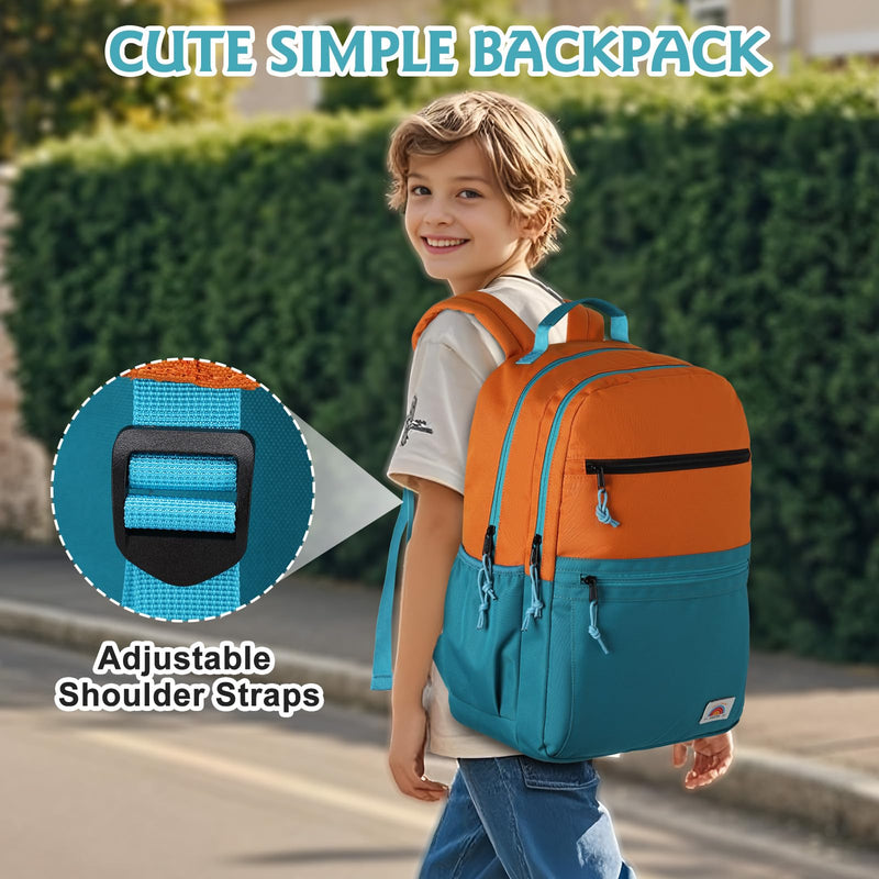 VASCHY School Backpack, Lightweight Classic Cute Aesthetic Bookbag Daypack for Teen Boys Girls Traveling/Gym/Middle School Orange Green