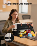 LOVEVOOK Lunch Bag, Tote Bag for Women with Insulated Lunch Compartment, Laptop Bag with Large Capacity & Cup Holder, Work Tote for Teacher, Nurse, Travel, College, Daily, Black-Beige-Brown, 15.6 Inch