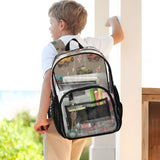 Plaaee Clear Backpack Large Heavy Duty PVC Transparent Backpack for Kids and Adults,Jeep and Lighting Bolts See Through Clear Bookbag for School, Sports, Work, Travel
