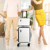 TRAVELARIM 20 Inch Carry On Luggage 22x14x9 Airline Approved, Carry On Suitcase with Wheels, Hard-shell Carry-on Luggage, Durable Luggage Carry On, White Small Suitcase with Cosmetic Carry On Bag