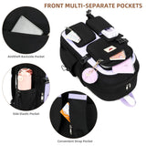 Laptop Backpack 15.6 Inch Elementary Middle High School Bag College Backpacks with Lunch Box Pencil Pouch 3 PCS Set Travel Bookbags for Teens Girls Women Students (Black Purple)