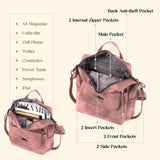 ROOSALANCE Backpack Purse for Women, Women Leather Back pack Purse Waterproof Anti-theft Shoulder Bags Handbags, Fashion Ladies Backpack for Daily Travel Work (Pink)