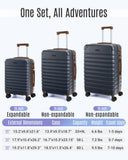 LIGHT FLIGHT Luggage Sets, 3 Piece Durable Suitcase Set with Spinner Wheels, 3 Pcs Hard Shell Lightweight Luggage with TSA Lock, Large Checked Travel Suitcases, 20/24/28 Inch,Blue/Brown