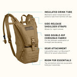 CamelBak Ambush Tactical Hydration Backpack with 100oz/3L Mil Spec Crux Reservoir Bladder - MOLLE, Coyote
