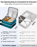 Hanke 16 Inch Small Carry On Luggage Hard Shell Top Opening Aluminum Frame Suitcase with Spinner Wheels, Underseat Front Open Luggage for Men & Women Business Travel and Short Trips, Caribbean Blue