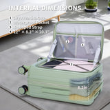 VATILIN 20 Inch Top Opening Carry On Luggage 22x14x9 Airline Approved Expandable With Spinner Wheels & Cup Holder,PC Hard Shell Lightweight Small Shitcase With Tsa Approved For Travel Women Men,Green