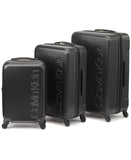 Calvin Klein Women's Hard Side Upright Luggage Spinner Light Weight Suitcase, Black, Large