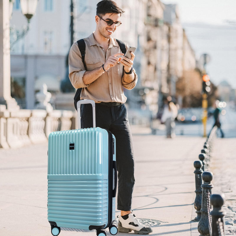World Traveler Dejuno Tonal 28-Inch Polycarbonate Lightweight Hardside Expandable Spinner Luggage Suitcase with TSA Lock - Glacier