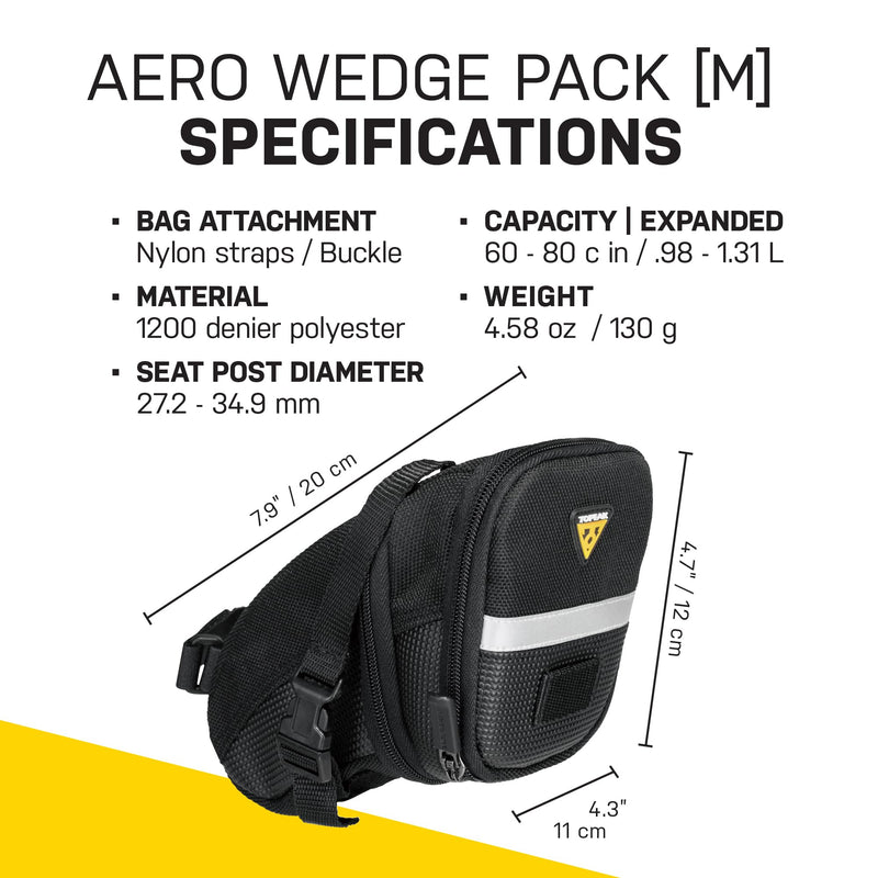 Topeak TC2261B Aero Wedge Pack with Strap Mount, Medium, black