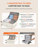 ISLAND ELEPHANT 21IN Carry On Luggage Airline Approved - Top Opening Aluminum Frame Hardside 100% PC Suitcase -with TSA Lock,Cup Holder,USB Charge,Side Pothook, 360°Spinner Wheels-White