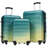 Merax Luggage Sets 3 Piece, Hardside Expandable Suitcase Set with Spinner Wheels, Lightweight Gradient Color Luggage 20+24+28 IN,Green+Yellow