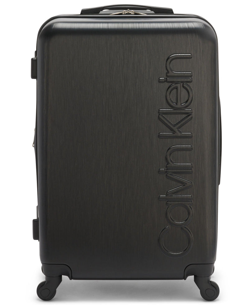 Calvin Klein Women's Hard Side Upright Luggage Spinner Light Weight Suitcase, Black, Medium