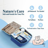 FlyDog The Rover Pet Travel Bag - 11 Piece Dog Grooming Kit with Shampoo, Conditioner, Paw Cream, Toothpaste & Toothbrush, and More, Dog Camping Essentials for Hiking and Outdoor Adventures