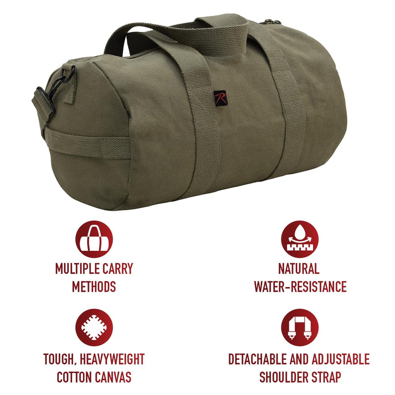Rothco Canvas Shoulder Duffle Bag Duffel Gym Bag for Men Women Sports Duffel Bag, Olive Drab, 19 Inches