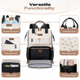 Maelstrom Travel Backpack for Women Men,Laptop Backpack Fits 15.6-17.3 Inch Laptop, Nurse/Work Bag with Insulated Lunch Box (Black-beige)