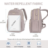EMPSIGN Laptop Backpack Purse for Women and Men with USB Charging Port, 15.6 Inch Travel Water Resistant Quilted Backpack, High-Capacity 30L Work Business Computer Backpack, Quilted Grey Pink