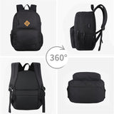 KEOFID Travel backpack for Men and Women, Anti Theft Laptop Backpack with USB Charging Port for Work, Large Bag for College, BLACK BOOK BAG FOR BOYS, GILRS Backpack,Water Resistent(Black)